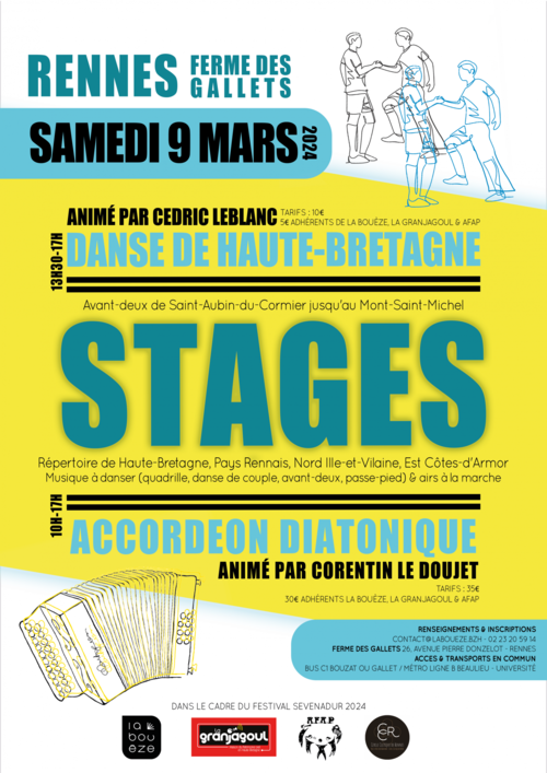 Stages d'accordéon diatonique et de danse de Haute-Bretagne - Samedi 9 mars 2024