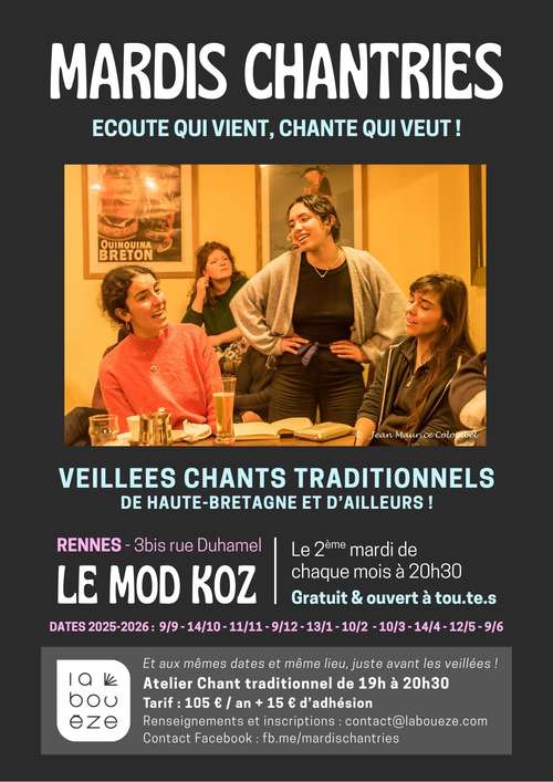 Rentrée 2025 - Nouviao ! Atelier Chant traditionnel sur Rennes